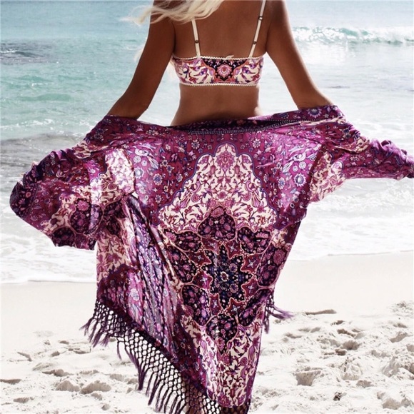 Other - Purple Maroon Boho Beach Swimwear Cover Up Wrap